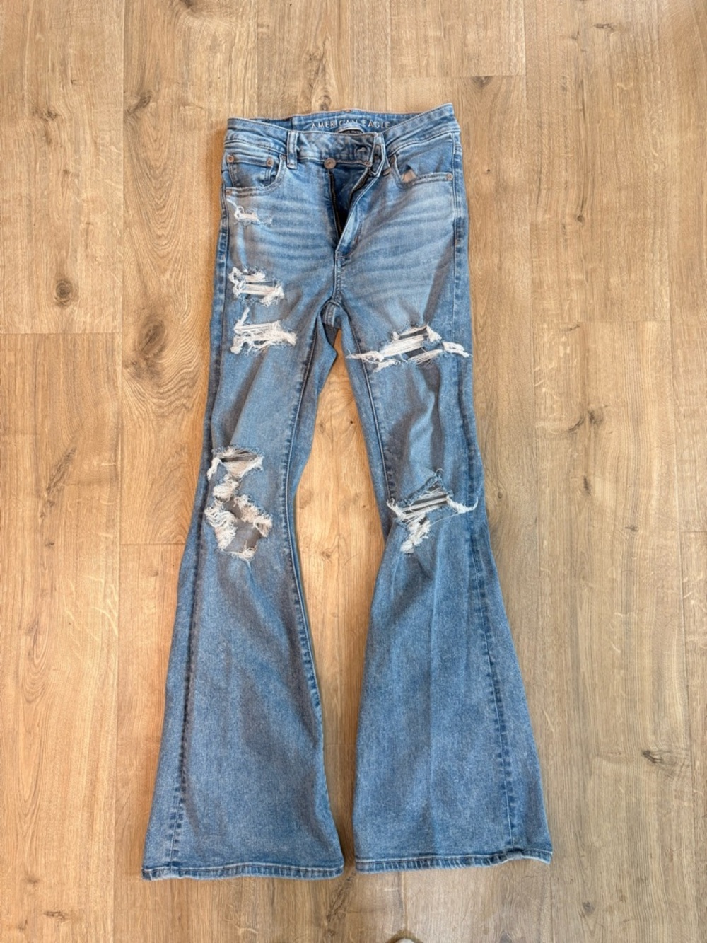 American Eagle Outfitters Next Level ripped high-waisted flare jeans size 2